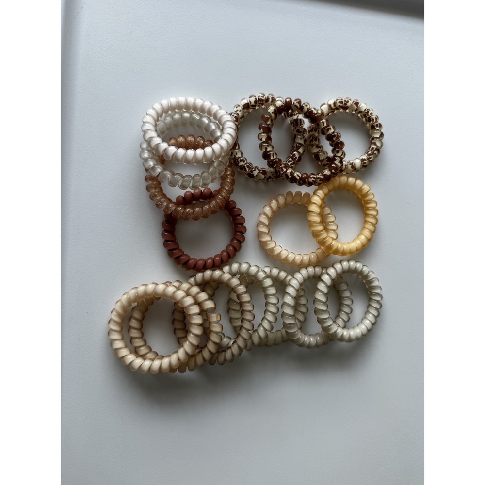 TELETIES Spiral Hair Coils Ponytail Hair Ties Combo Set Variety Colors Neutrals - Picture 3 of 3